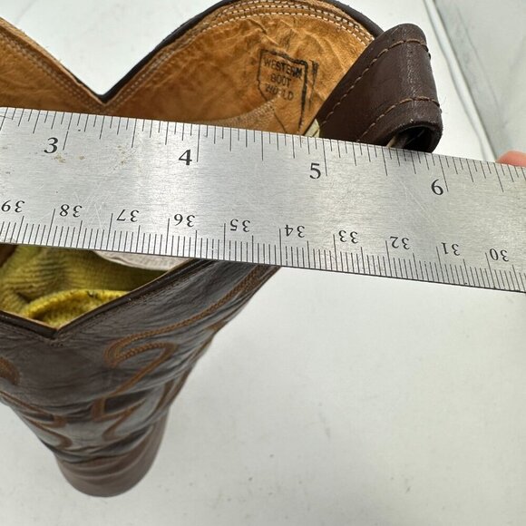 Nocona Men Size 9D Brown Leather Pull On Cowboy Western Boot - Picture 10 of 14